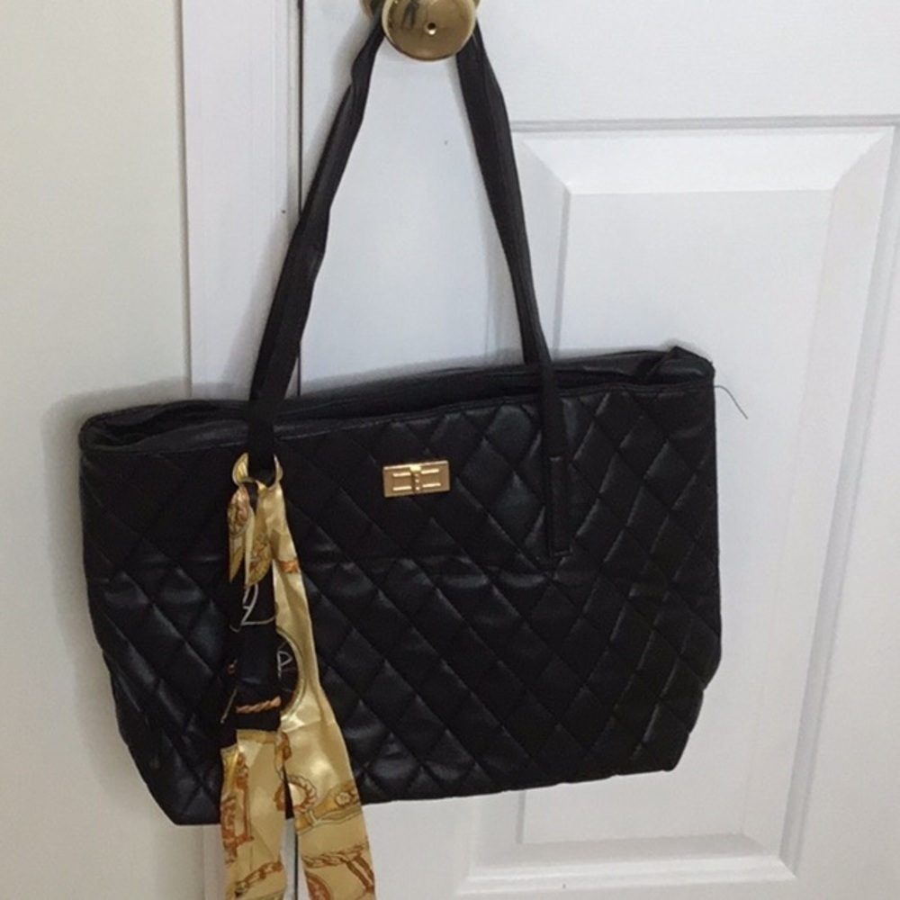 Black Quilted Tote Bag